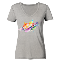 Lade das Bild in den Galerie-Viewer, Bunte Meeresschildkröte - Ladies Organic V-Neck Shirt
