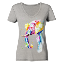 Lade das Bild in den Galerie-Viewer, Bunter Elefant - Ladies Organic V-Neck Shirt

