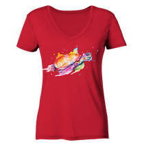 Lade das Bild in den Galerie-Viewer, Bunte Meeresschildkröte - Ladies Organic V-Neck Shirt

