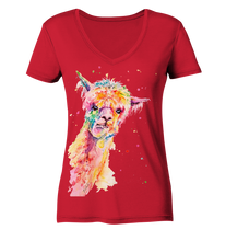 Lade das Bild in den Galerie-Viewer, Lustiges Alpaka - Ladies Organic V-Neck Shirt
