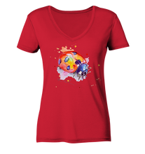 Lade das Bild in den Galerie-Viewer, Bunter Marienkäfer - Ladies Organic V-Neck Shirt
