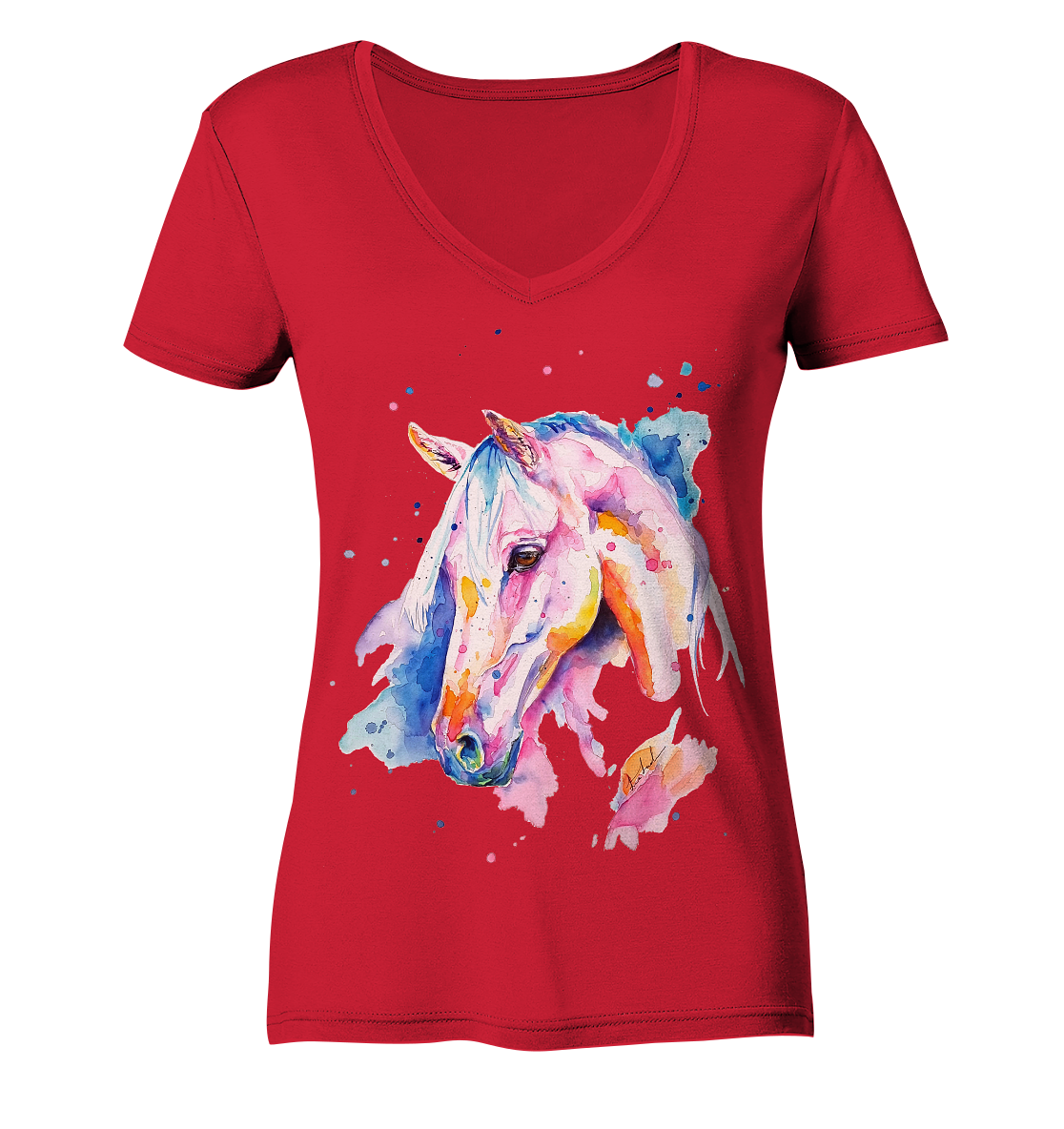 Buntes Pferd - Ladies Organic V-Neck Shirt