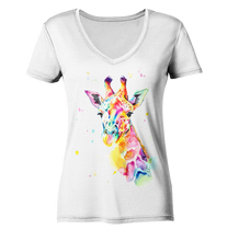 Lade das Bild in den Galerie-Viewer, Bunte Giraffe - Ladies Organic V-Neck Shirt
