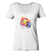 Lade das Bild in den Galerie-Viewer, Bunter Marienkäfer - Ladies Organic V-Neck Shirt
