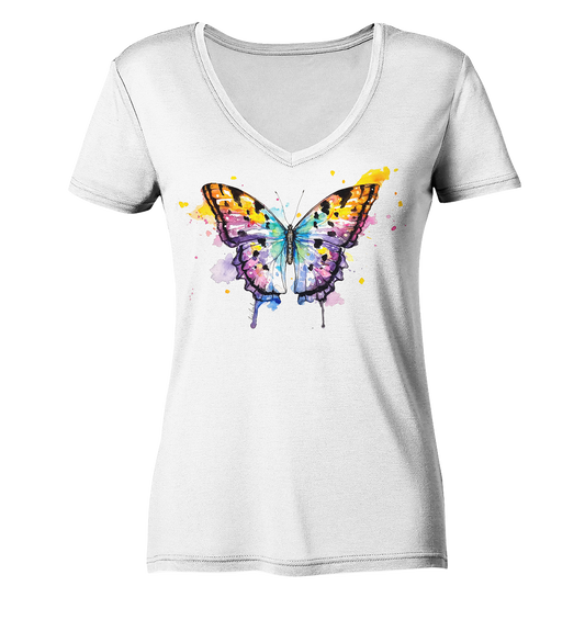 Bunter Schmetterling - Ladies Organic V-Neck Shirt