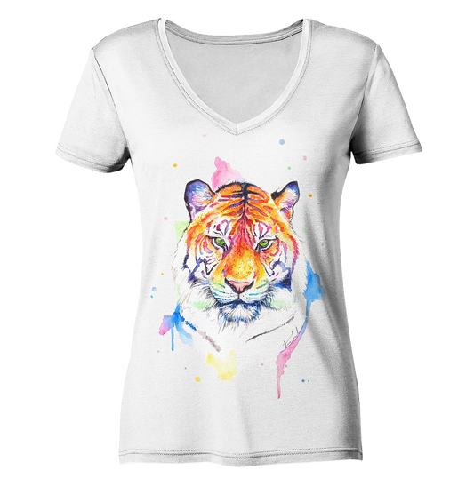 Bunter Tiger - Ladies Organic V-Neck Shirt