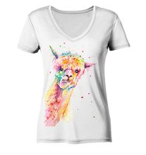 Lade das Bild in den Galerie-Viewer, Lustiges Alpaka - Ladies Organic V-Neck Shirt
