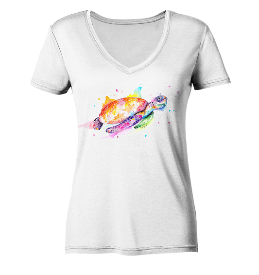 Bunte Meeresschildkröte - Ladies Organic V-Neck Shirt