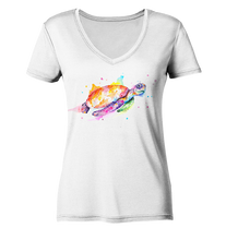 Lade das Bild in den Galerie-Viewer, Bunte Meeresschildkröte - Ladies Organic V-Neck Shirt

