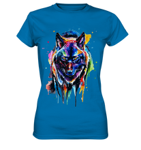 Lade das Bild in den Galerie-Viewer, Bunter schwarzer Wolf - Ladies Premium Shirt
