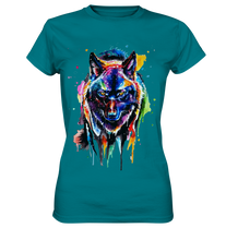 Lade das Bild in den Galerie-Viewer, Bunter schwarzer Wolf - Ladies Premium Shirt
