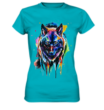 Lade das Bild in den Galerie-Viewer, Bunter schwarzer Wolf - Ladies Premium Shirt
