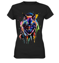 Lade das Bild in den Galerie-Viewer, Bunter schwarzer Wolf - Ladies Premium Shirt
