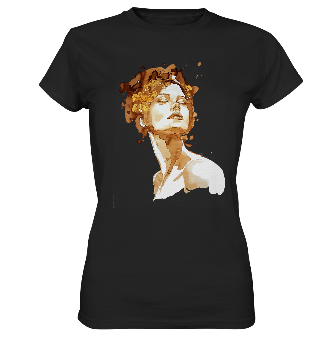 Kaffeemotiv Portrait mit Ginko - Ladies Premium Shirt