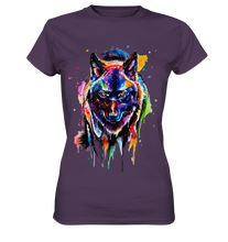 Lade das Bild in den Galerie-Viewer, Bunter schwarzer Wolf - Ladies Premium Shirt

