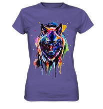 Lade das Bild in den Galerie-Viewer, Bunter schwarzer Wolf - Ladies Premium Shirt
