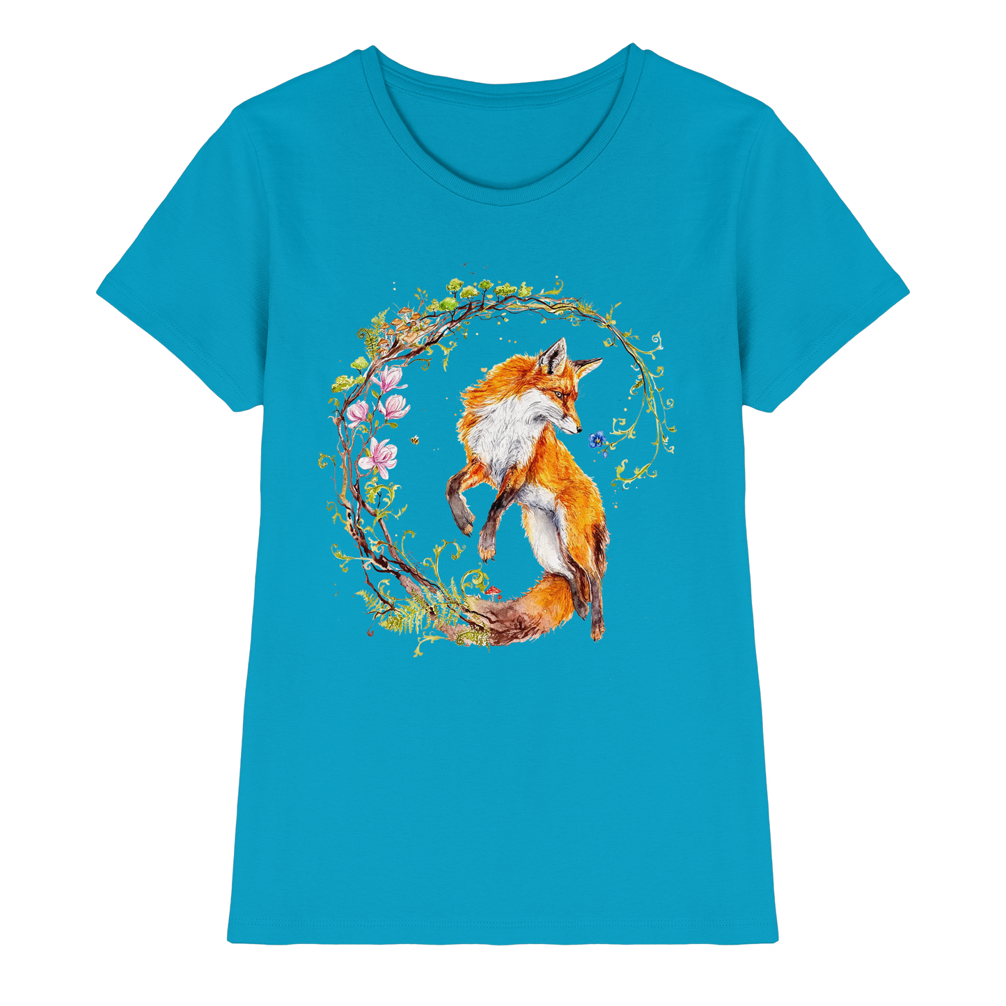 Fuchs mit Rankenillustration - Ladies Premium Shirt