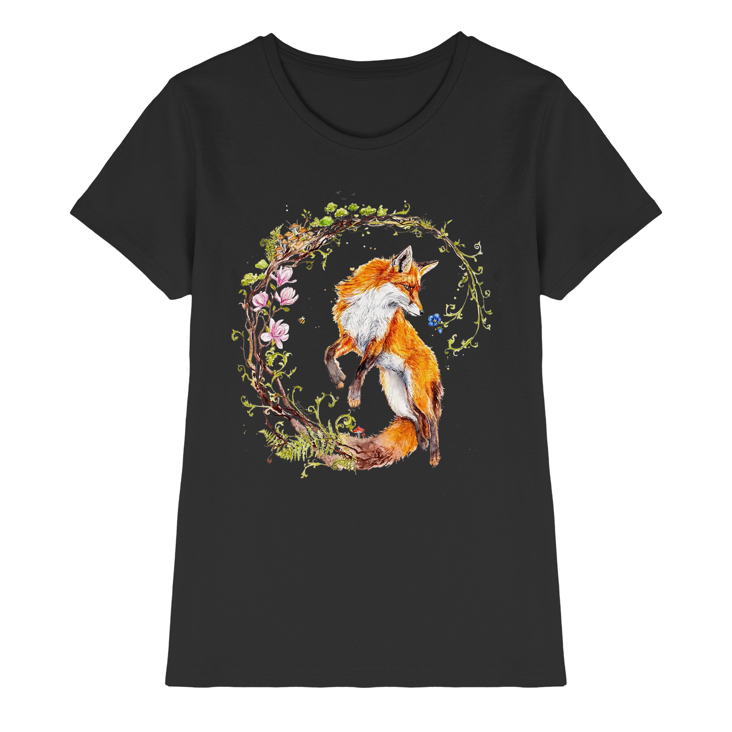Fuchs mit Rankenillustration - Ladies Premium Shirt