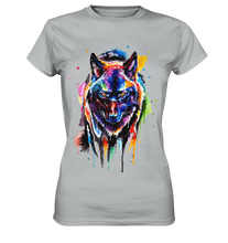 Lade das Bild in den Galerie-Viewer, Bunter schwarzer Wolf - Ladies Premium Shirt
