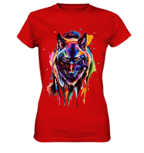 Lade das Bild in den Galerie-Viewer, Bunter schwarzer Wolf - Ladies Premium Shirt
