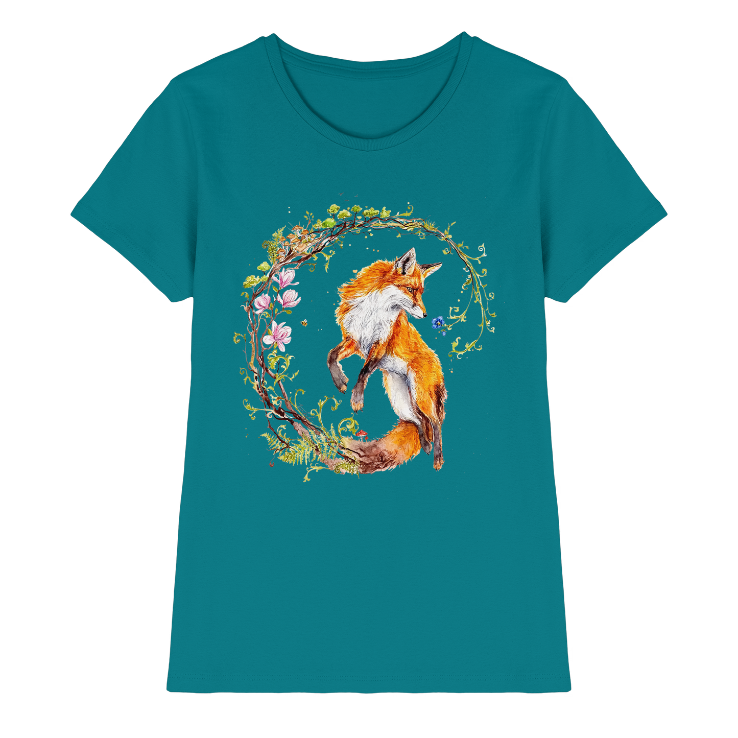 Fuchs mit Rankenillustration - Ladies Premium Shirt