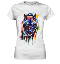 Lade das Bild in den Galerie-Viewer, Bunter schwarzer Wolf - Ladies Premium Shirt
