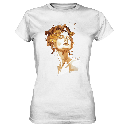 Kaffeemotiv Portrait mit Ginko - Ladies Premium Shirt