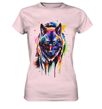 Lade das Bild in den Galerie-Viewer, Bunter schwarzer Wolf - Ladies Premium Shirt
