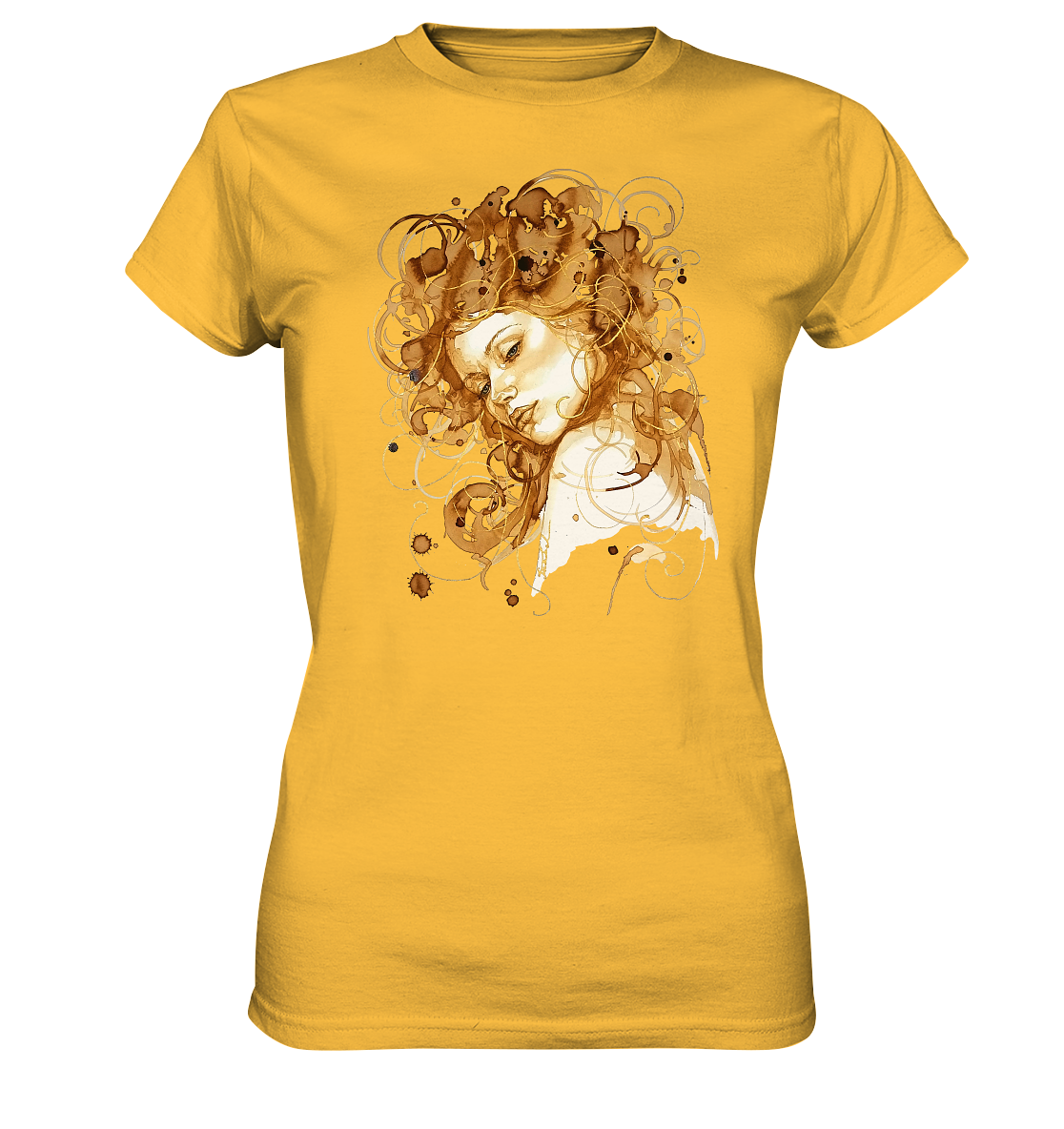 Kaffeemotiv Portrait mit goldenen Haaren - Ladies Premium Shirt