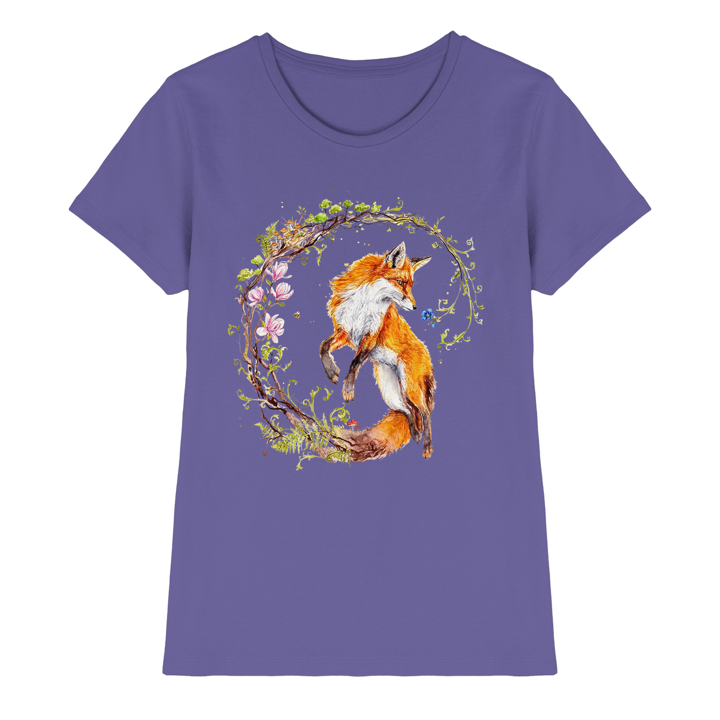 Fuchs mit Rankenillustration - Ladies Premium Shirt