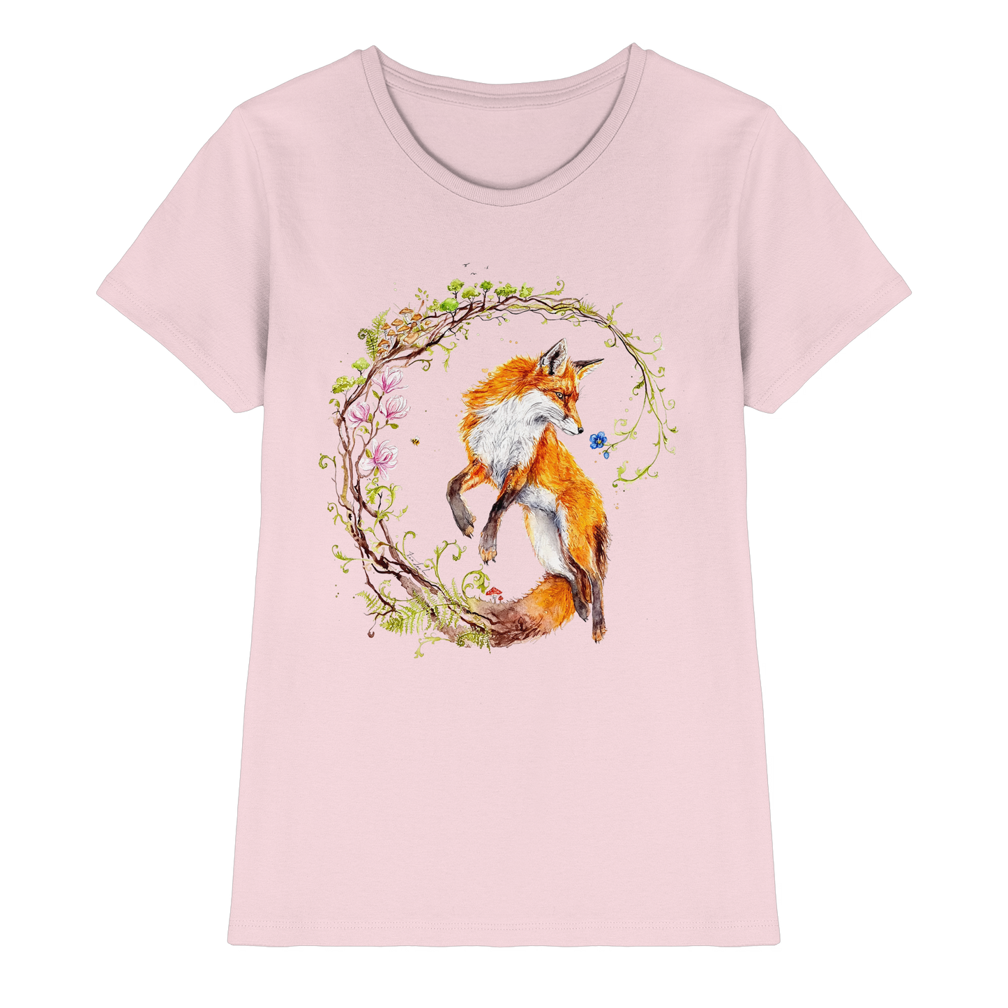 Fuchs mit Rankenillustration - Ladies Premium Shirt