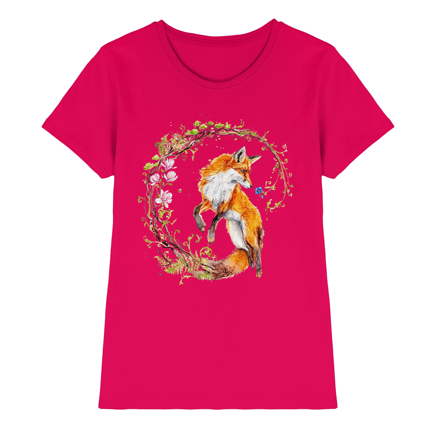 Fuchs mit Rankenillustration - Ladies Premium Shirt