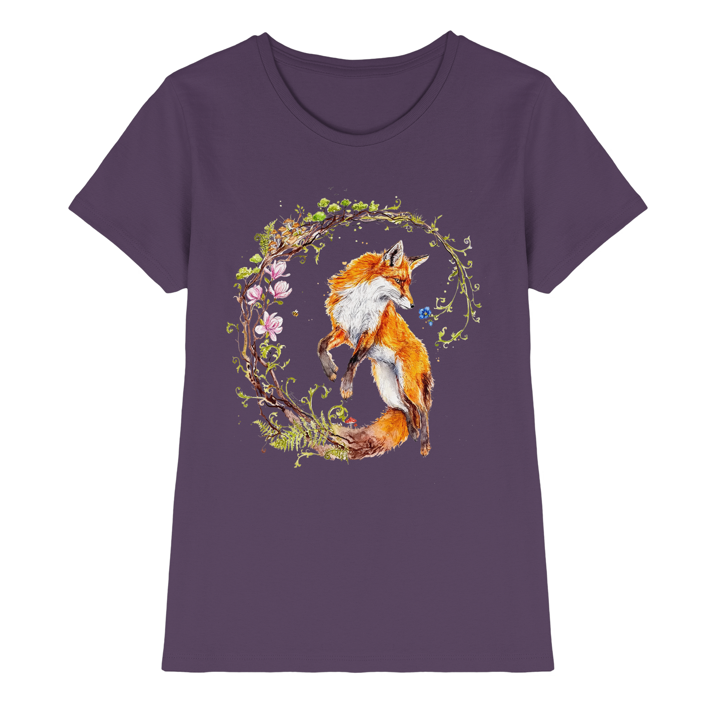 Fuchs mit Rankenillustration - Ladies Premium Shirt