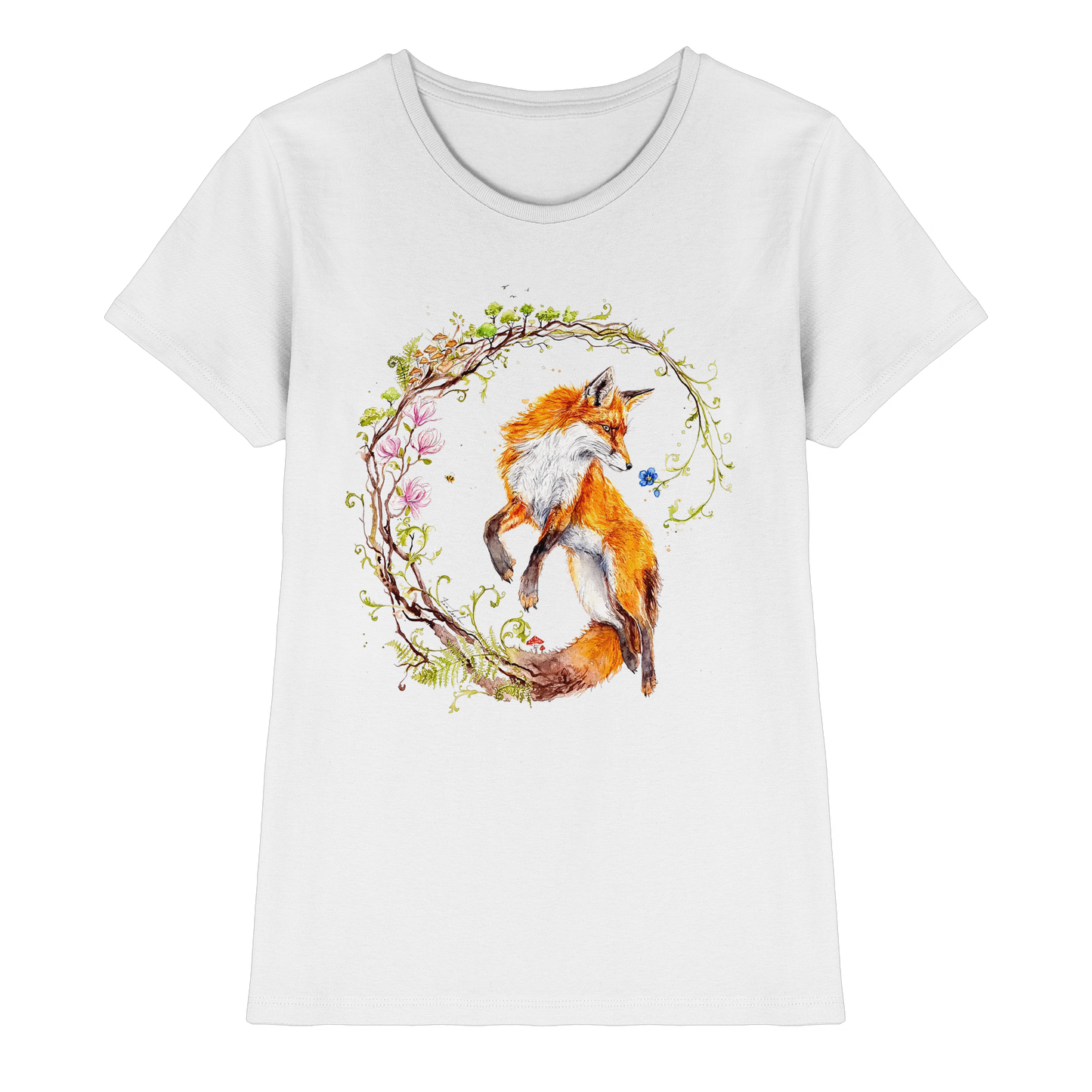 Fuchs mit Rankenillustration - Ladies Premium Shirt