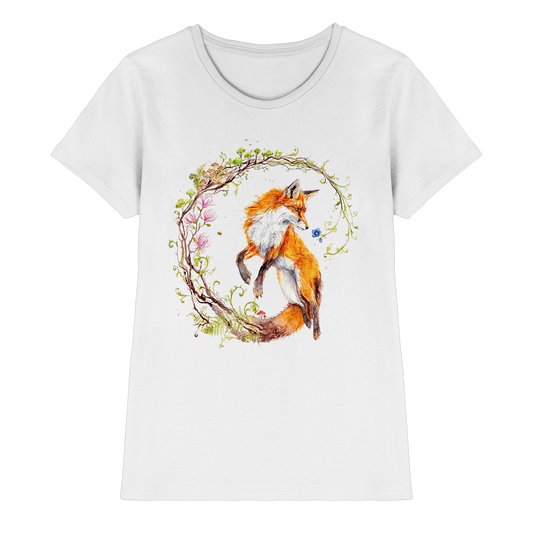Fuchs mit Rankenillustration - Ladies Premium Shirt