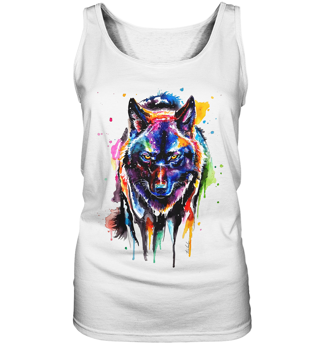 Bunter schwarzer Wolf - Ladies Tank-Top