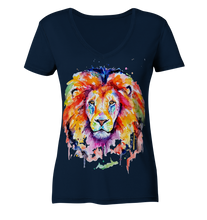 Lade das Bild in den Galerie-Viewer, Bunter Löwe - Ladies V-Neck Shirt
