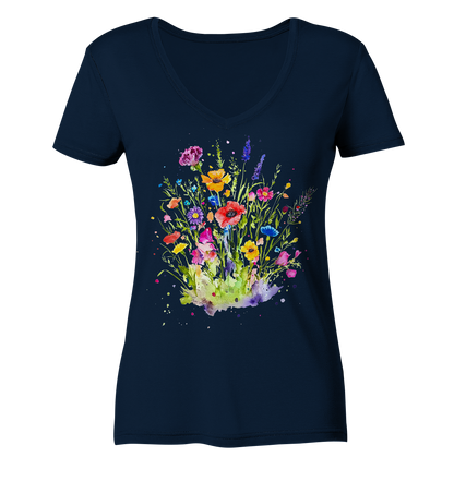 Wildblumen in Aquarell - Ladies V-Neck Shirt