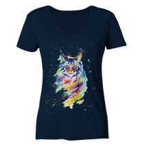 Lade das Bild in den Galerie-Viewer, Bunte Katze - Ladies V-Neck Shirt

