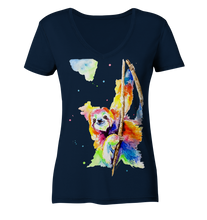 Lade das Bild in den Galerie-Viewer, Buntes Faultier - Ladies V-Neck Shirt
