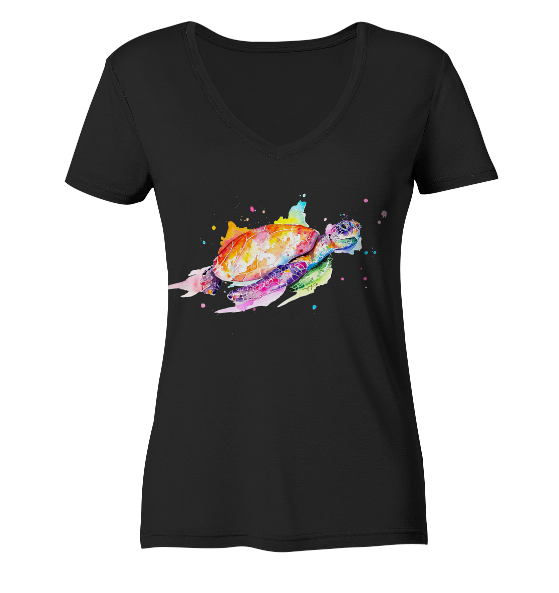 Bunte Meeresschildkröte - Ladies V-Neck Shirt