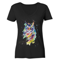 Lade das Bild in den Galerie-Viewer, Bunte Katze - Ladies V-Neck Shirt
