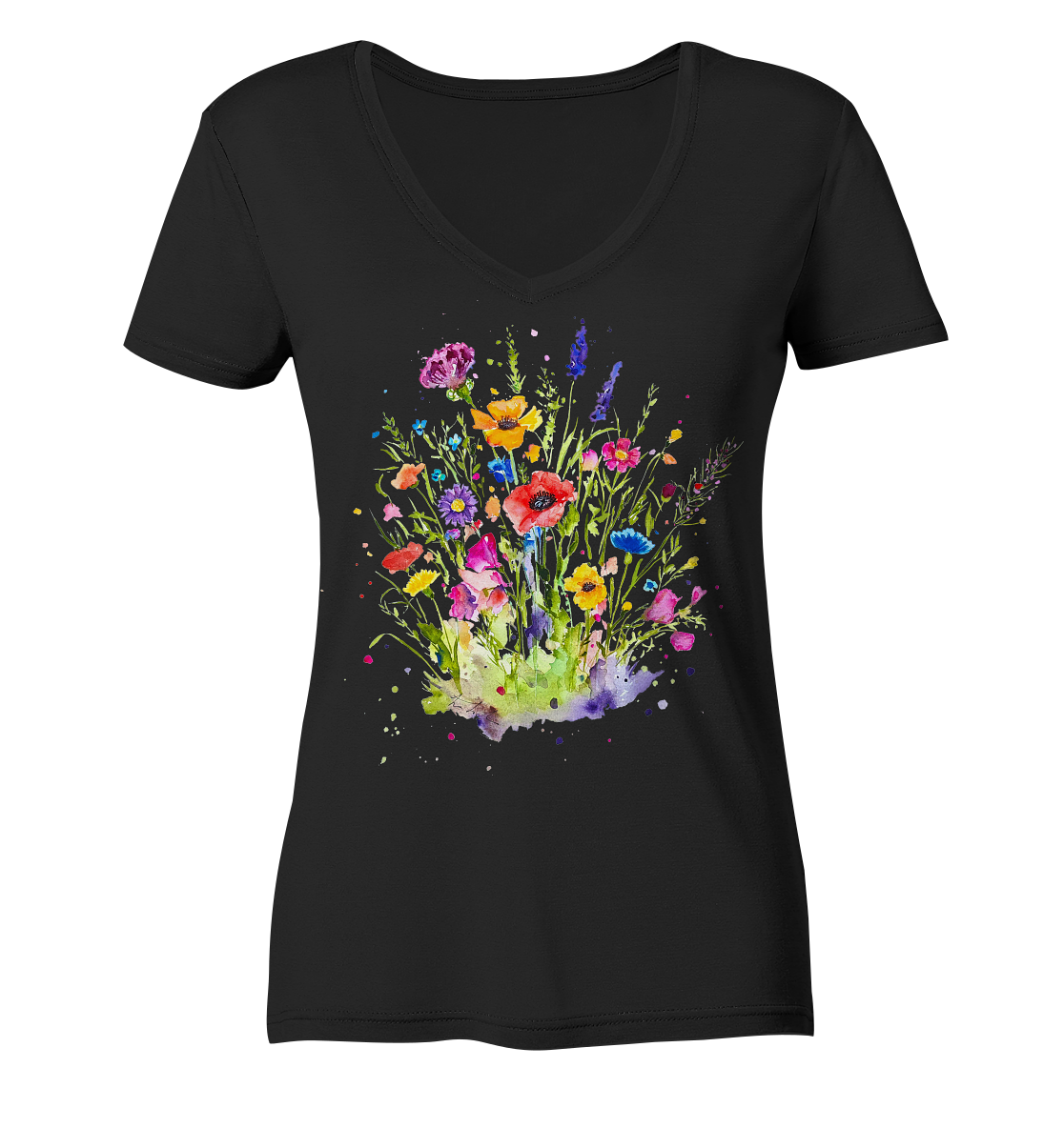 Wildblumen in Aquarell - Ladies V-Neck Shirt