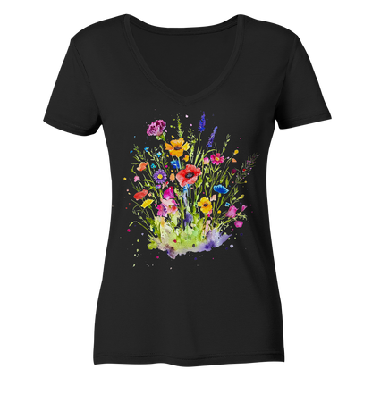 Wildblumen in Aquarell - Ladies V-Neck Shirt