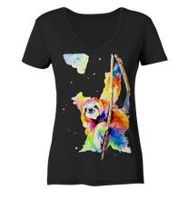 Lade das Bild in den Galerie-Viewer, Buntes Faultier - Ladies V-Neck Shirt
