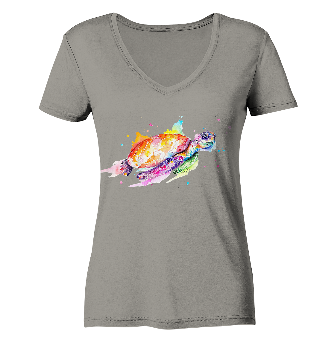 Bunte Meeresschildkröte - Ladies V-Neck Shirt