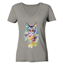 Lade das Bild in den Galerie-Viewer, Bunte Katze - Ladies V-Neck Shirt
