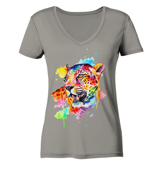 Bunter Leopard  - Ladies V-Neck Shirt
