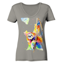 Lade das Bild in den Galerie-Viewer, Buntes Faultier - Ladies V-Neck Shirt
