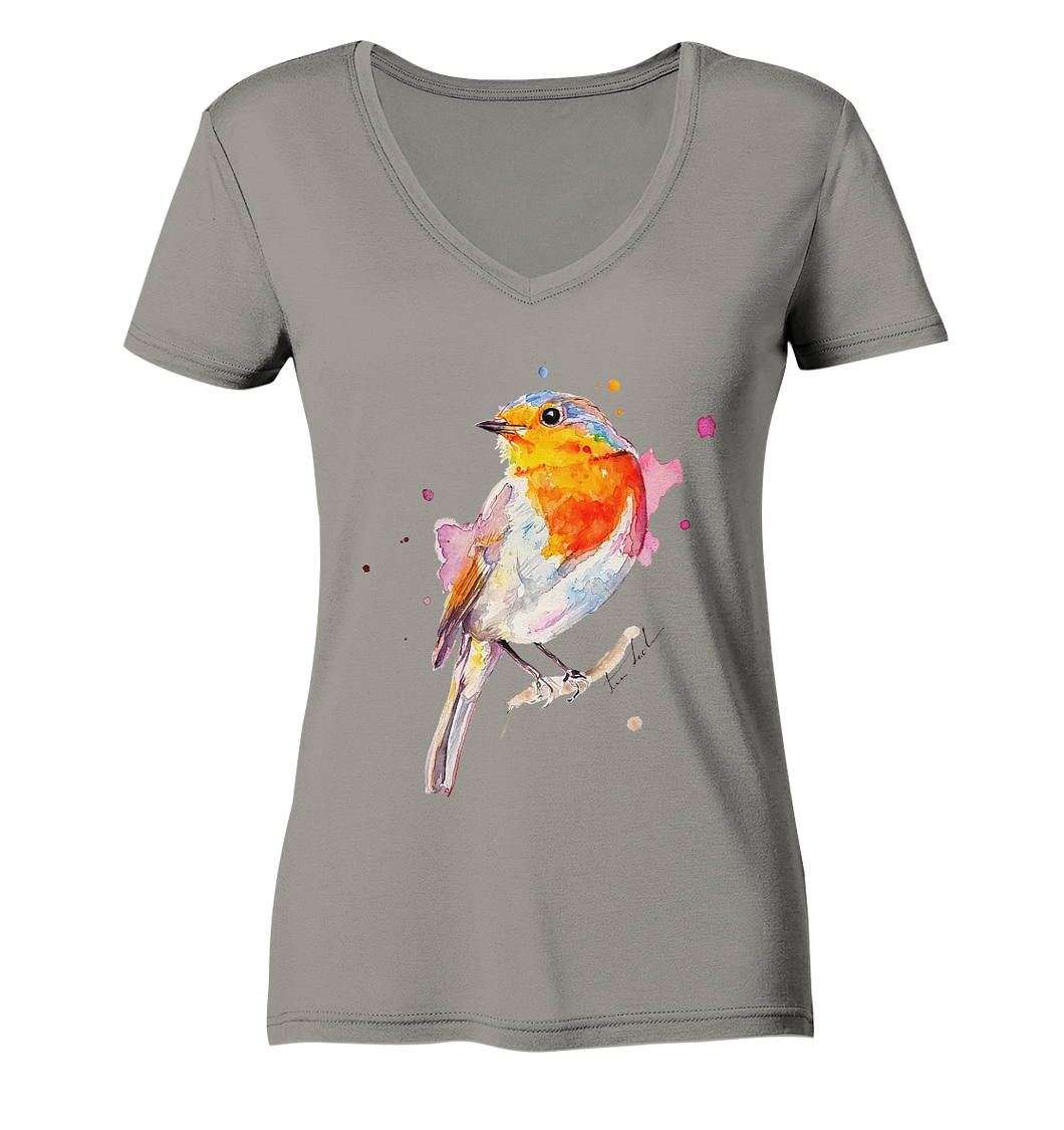 Buntes Rotkehlchen - Ladies V-Neck Shirt